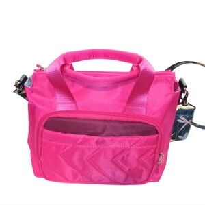 IHkwip brand Vibrant Hot Pink / Mulberry Tote Bag with Floral Strap